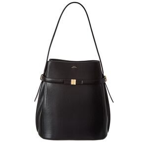 Toteme Belted Leather Bucket Bag, Black